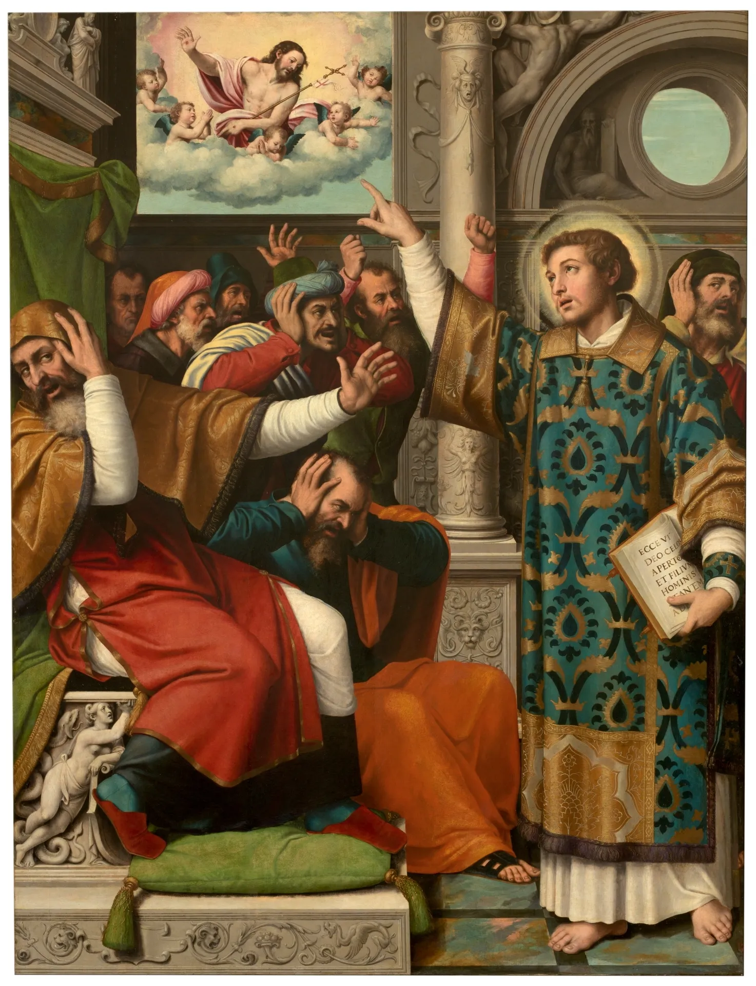 Buy Vicente Juan Juan de Juanes / Masip (Macip) San Esteban Acusado De Blasfemo Oil Painting - Hand Painted Reproduction