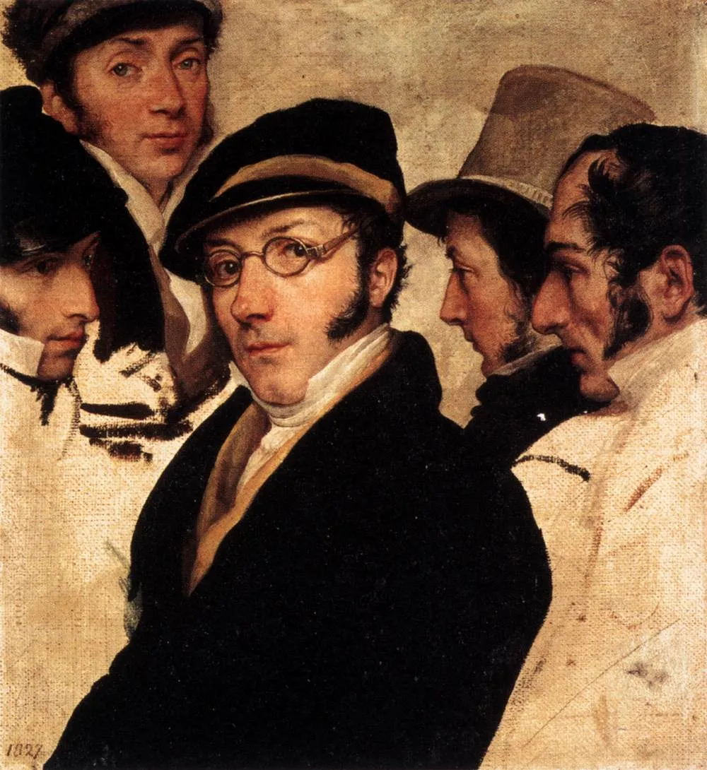 Buy Francesco Paolo Hayez Self Portrait in a Group of Friends Oil Painting - Hand Painted Reproduction