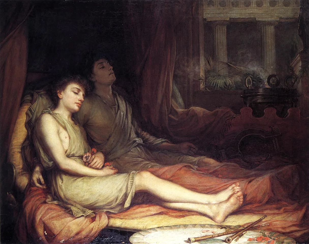 Buy John William Waterhouse Sleep and His Half Brother Death Oil Painting - Hand Painted Reproduction