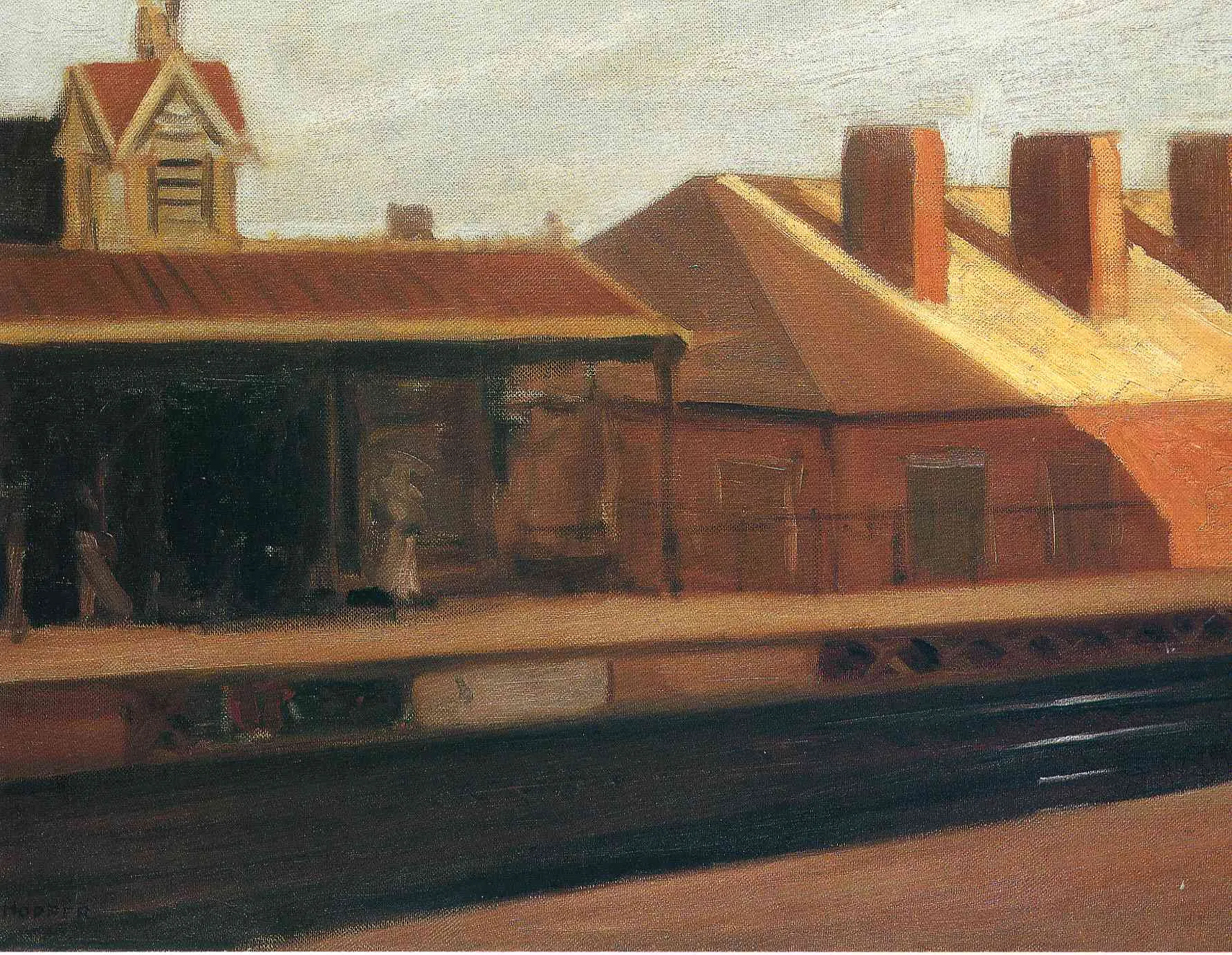 Buy Edward Hopper The El Station Oil Painting - Hand Painted Reproduction