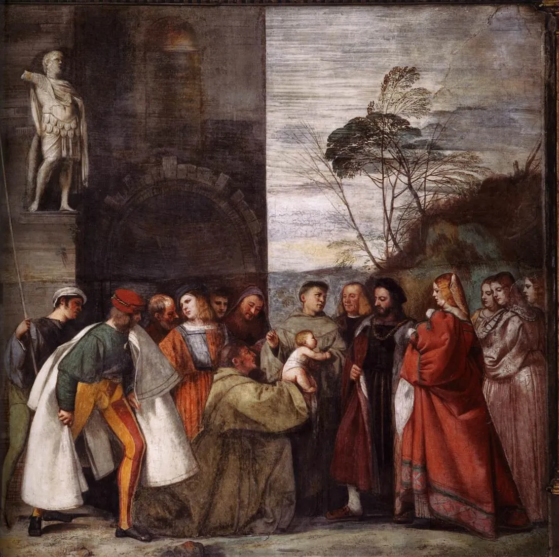 Buy Tiziano Vecelli The Miracle of the Newborn Child Oil Painting - Hand Painted Reproduction