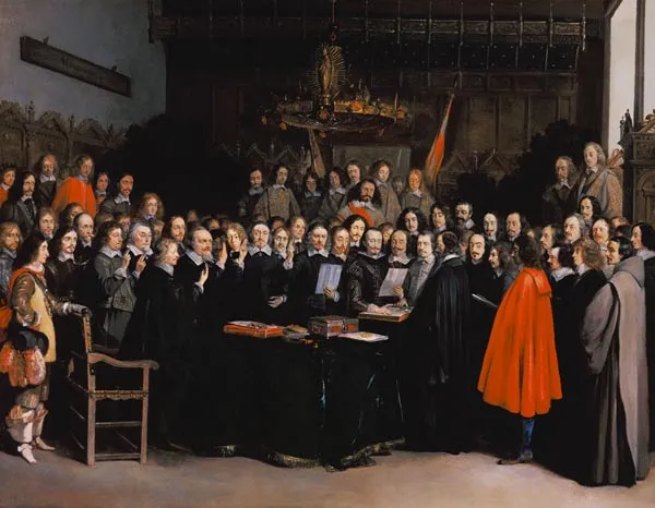 Buy Gerard Terborch The Swearing of the Oath of Ratification of the Treaty of Munster Oil Painting - Hand Painted Reproduction