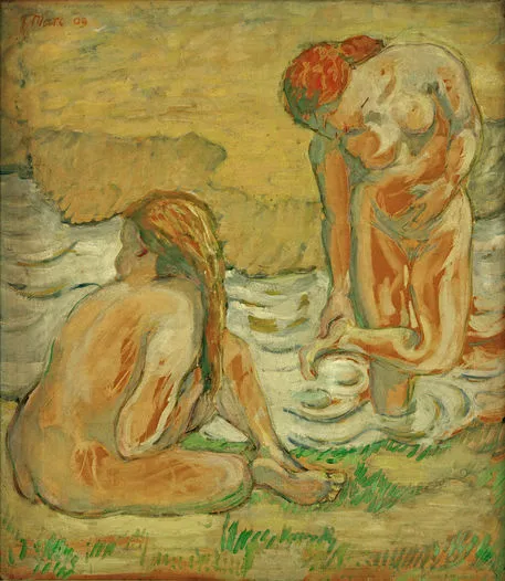 Buy Franz Marc Two bathing girls Oil Painting - Hand Painted Reproduction