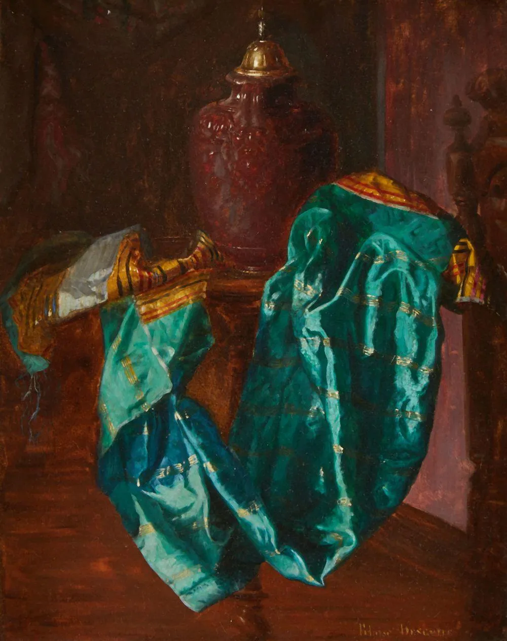 Buy Blaise Alexandre Desgoffe Urne et drapé sur un entablement Panneau de chêne, une planche, non parqueté Signé en bas à droite Oil Painting - Hand Painted Reproduction