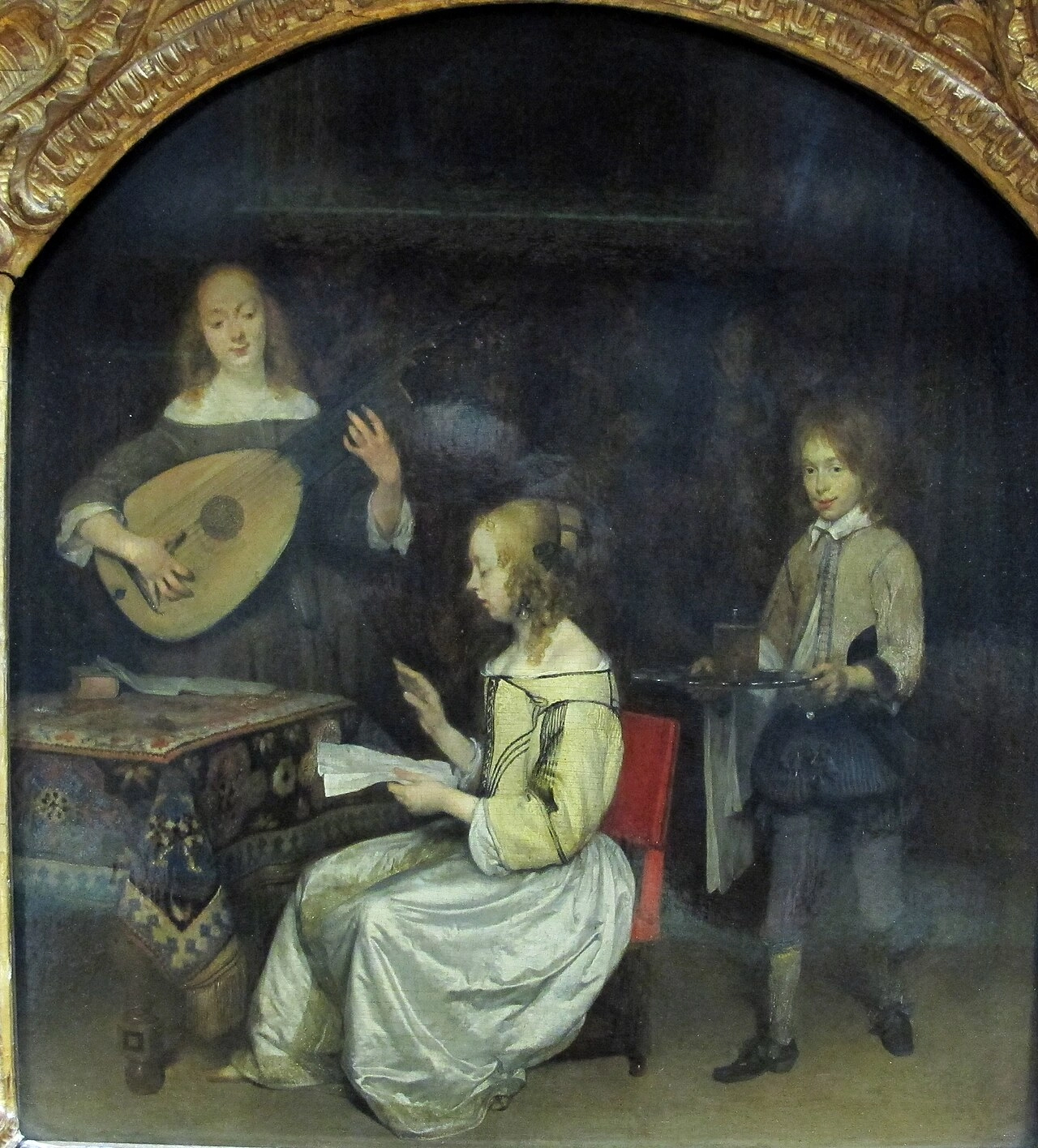Buy Gerard Terborch The Concert Singer and Theorbo Player Oil Painting - Hand Painted Reproduction