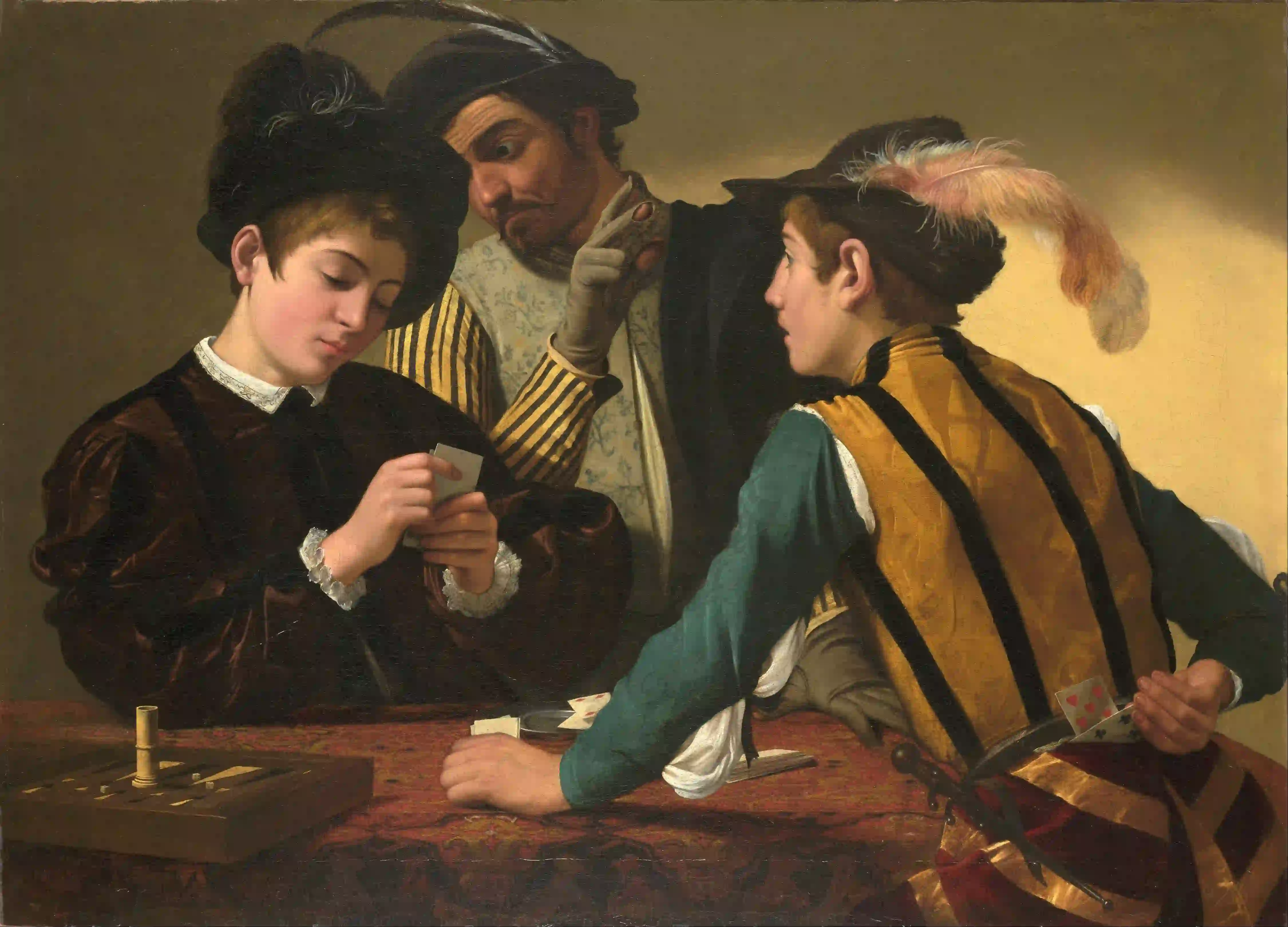 Buy Caravaggio Cardsharps Oil Painting - Hand Painted Reproduction