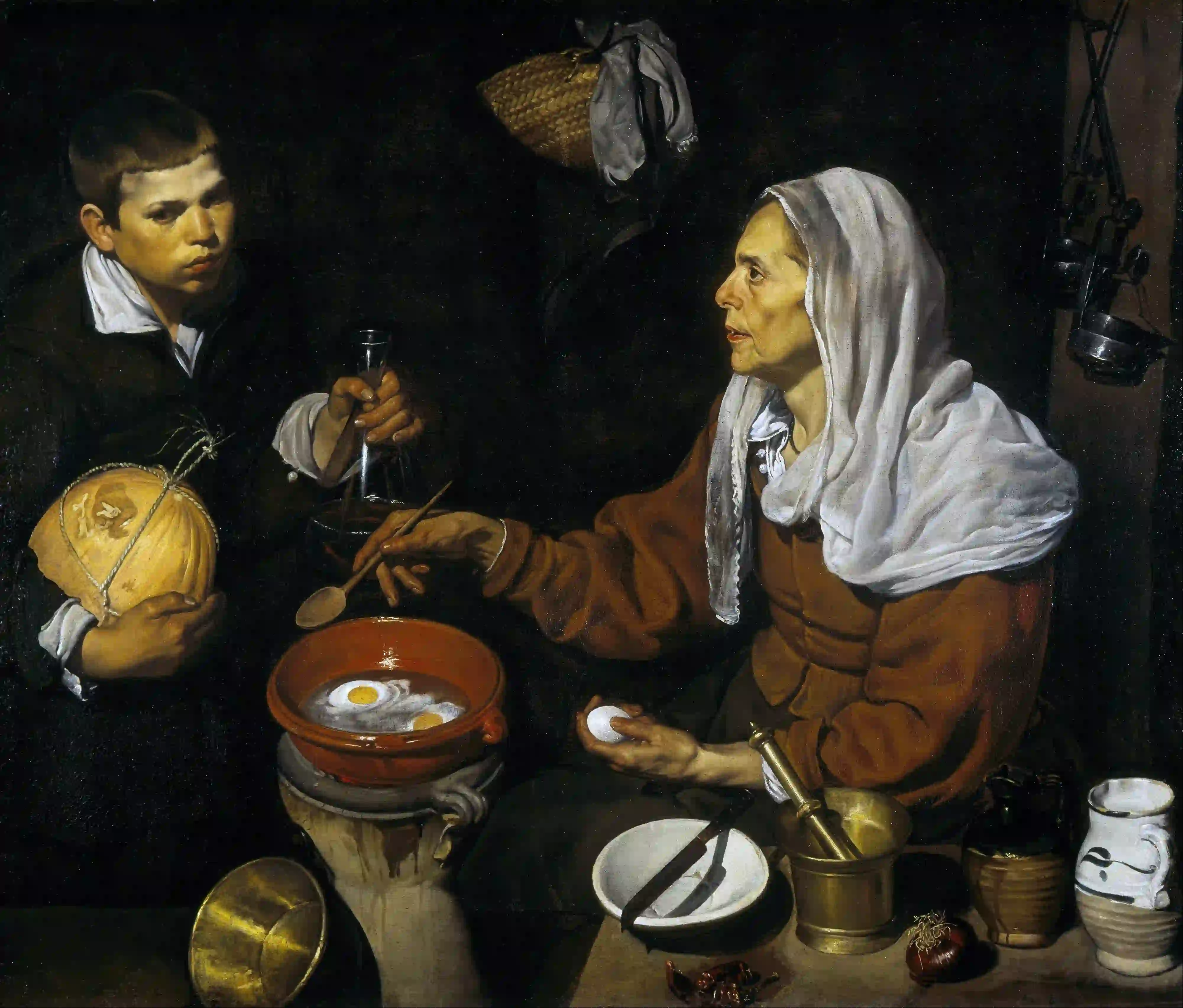 Buy Diego Rodriguez de Silva y Velazquez An Old Woman Cooking Eggs Oil Painting - Hand Painted Reproduction