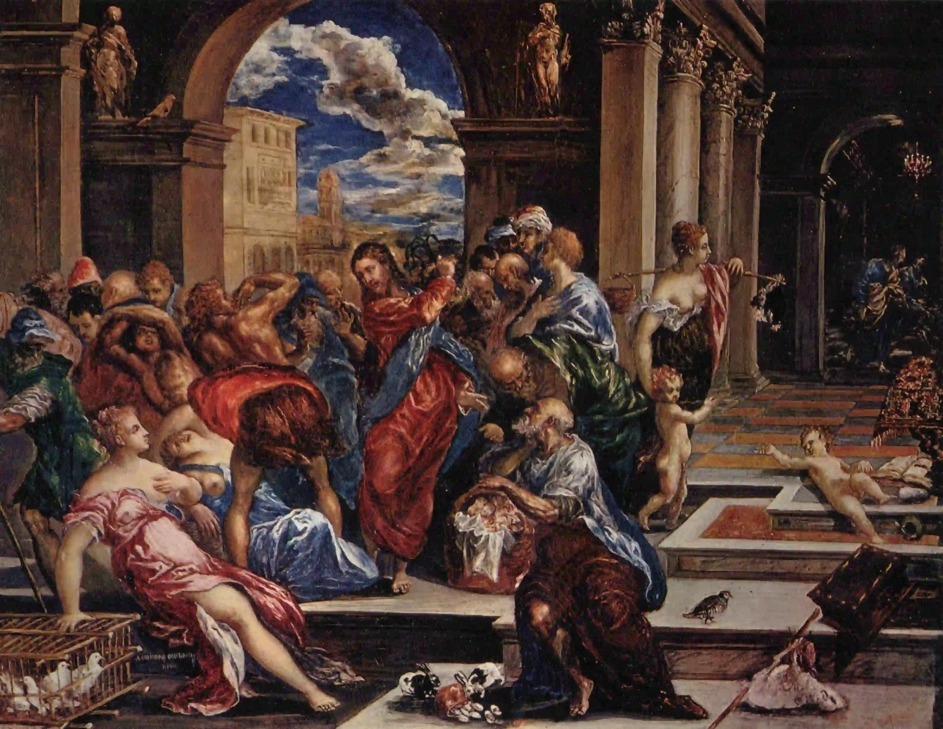 Buy Doménikos Theotokópoulos Christ driving the traders from the temple Oil Painting - Hand Painted Reproduction