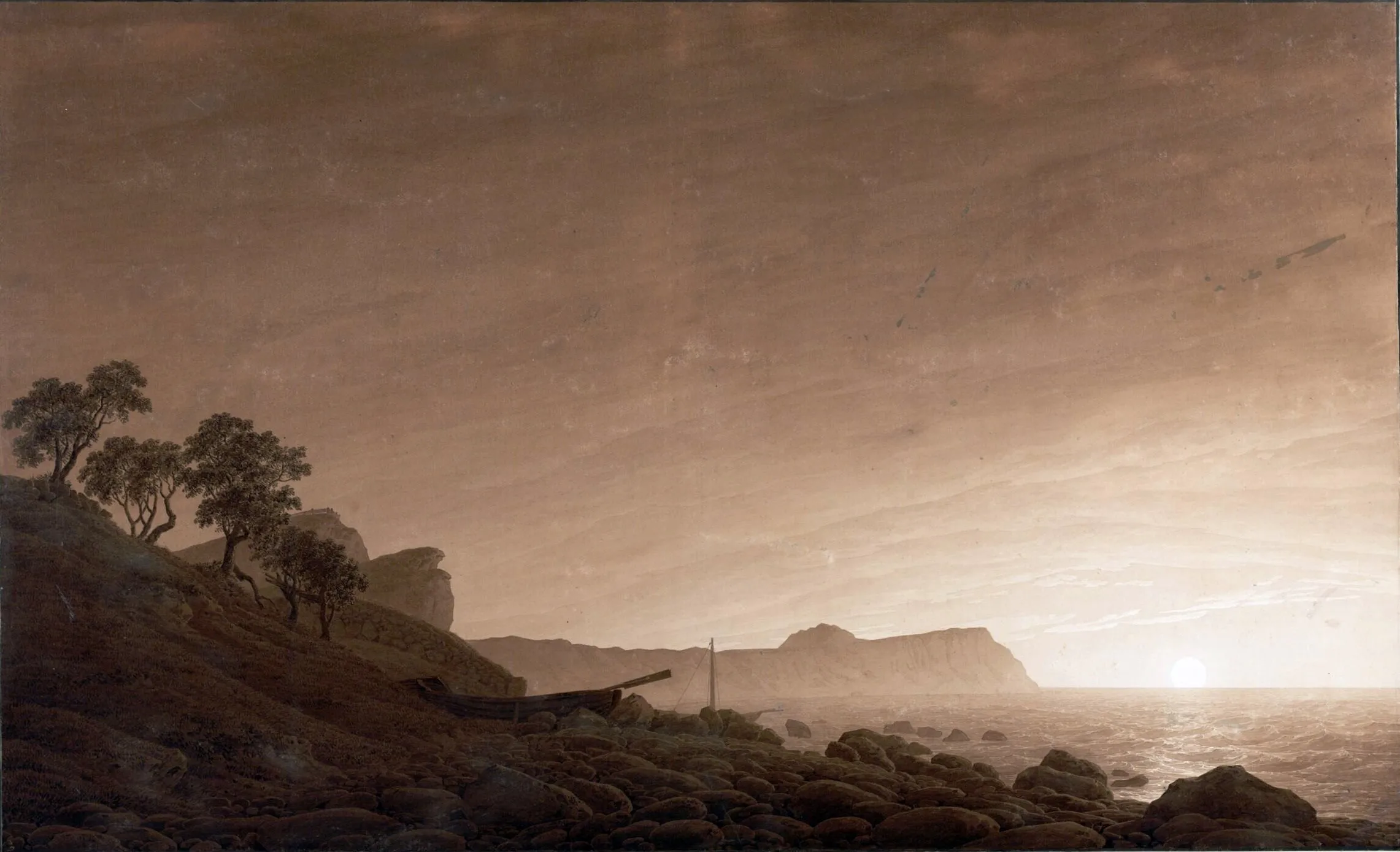 Buy Caspar David Friedrich View of Arkona with Moon Rising Oil Painting - Hand Painted Reproduction