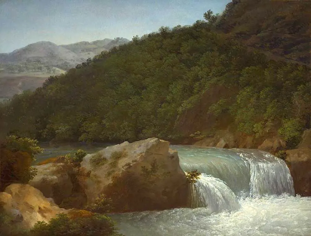 Buy Jean-Joseph-Xavier Bidauld View of the Cascade of the Gorge near Allevard Oil Painting - Hand Painted Reproduction