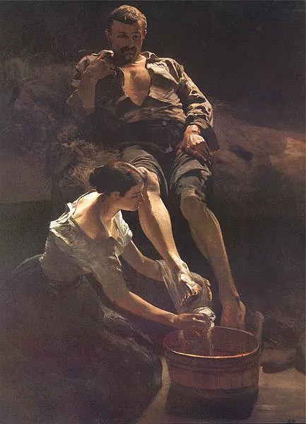 Buy Jacek Malczewski Washing of feet Oil Painting - Hand Painted Reproduction