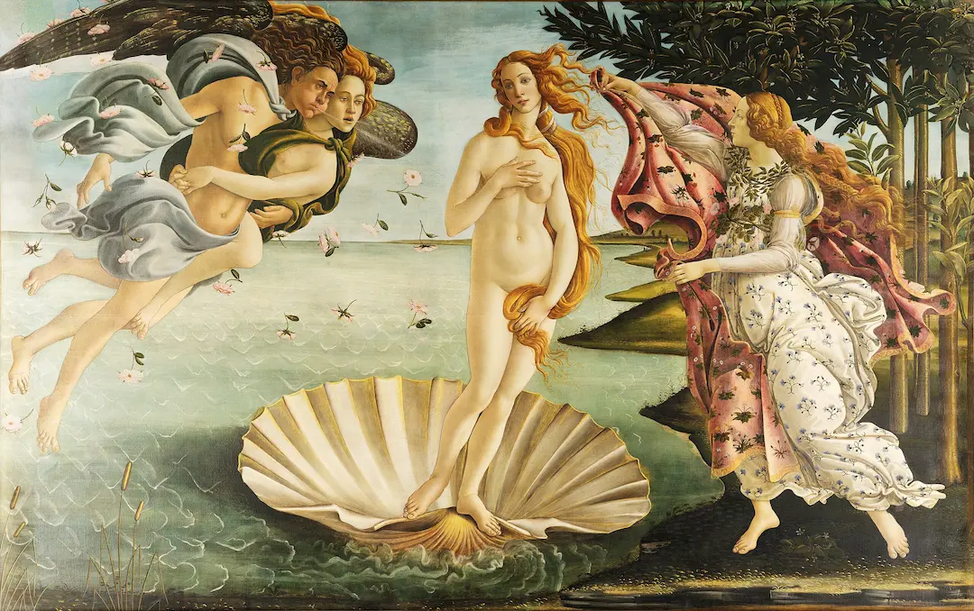 Birth of Venus (La Nascita di Venere) by Alessandro Filipepi (Sandro Botticelli) - Famous Oil Painting Hand Painted Art Pieces for Sale.