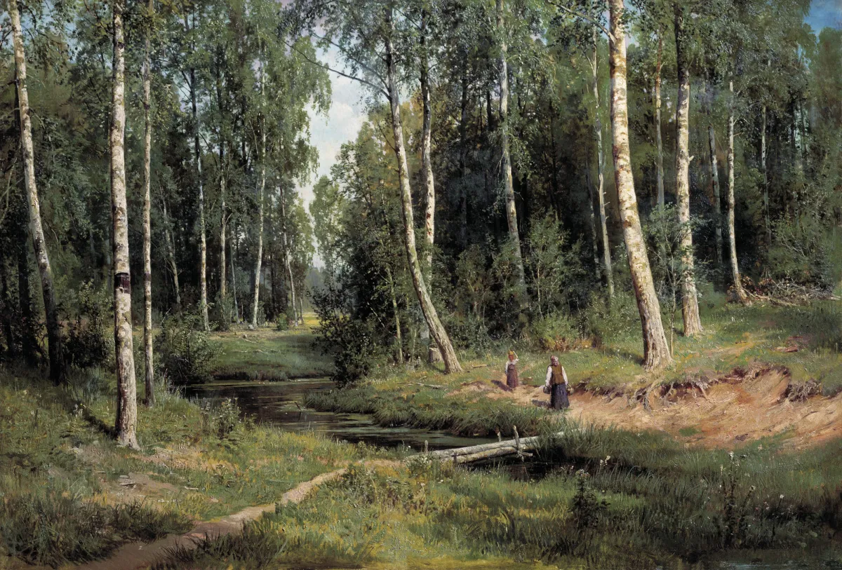 Brook In A Birch Forest by Ivan Shishkin
