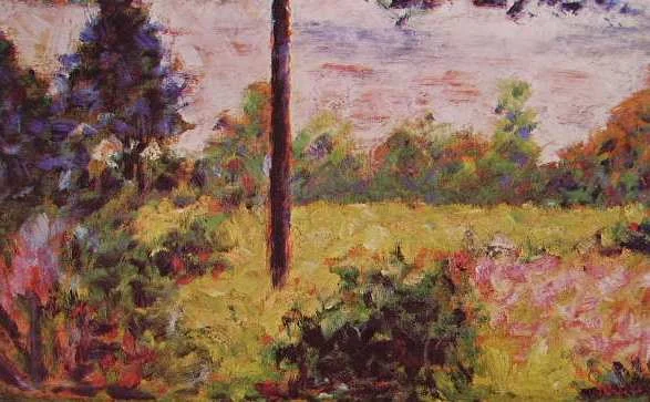 Fields with trees in Barbizon by Georges Seurat