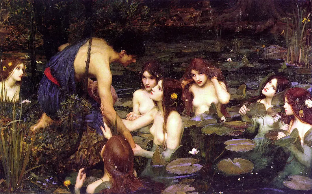 Hylas and the Nymphs 1896 by John William Waterhouse - Famous Oil Painting Hand Painted Art Pieces for Sale.