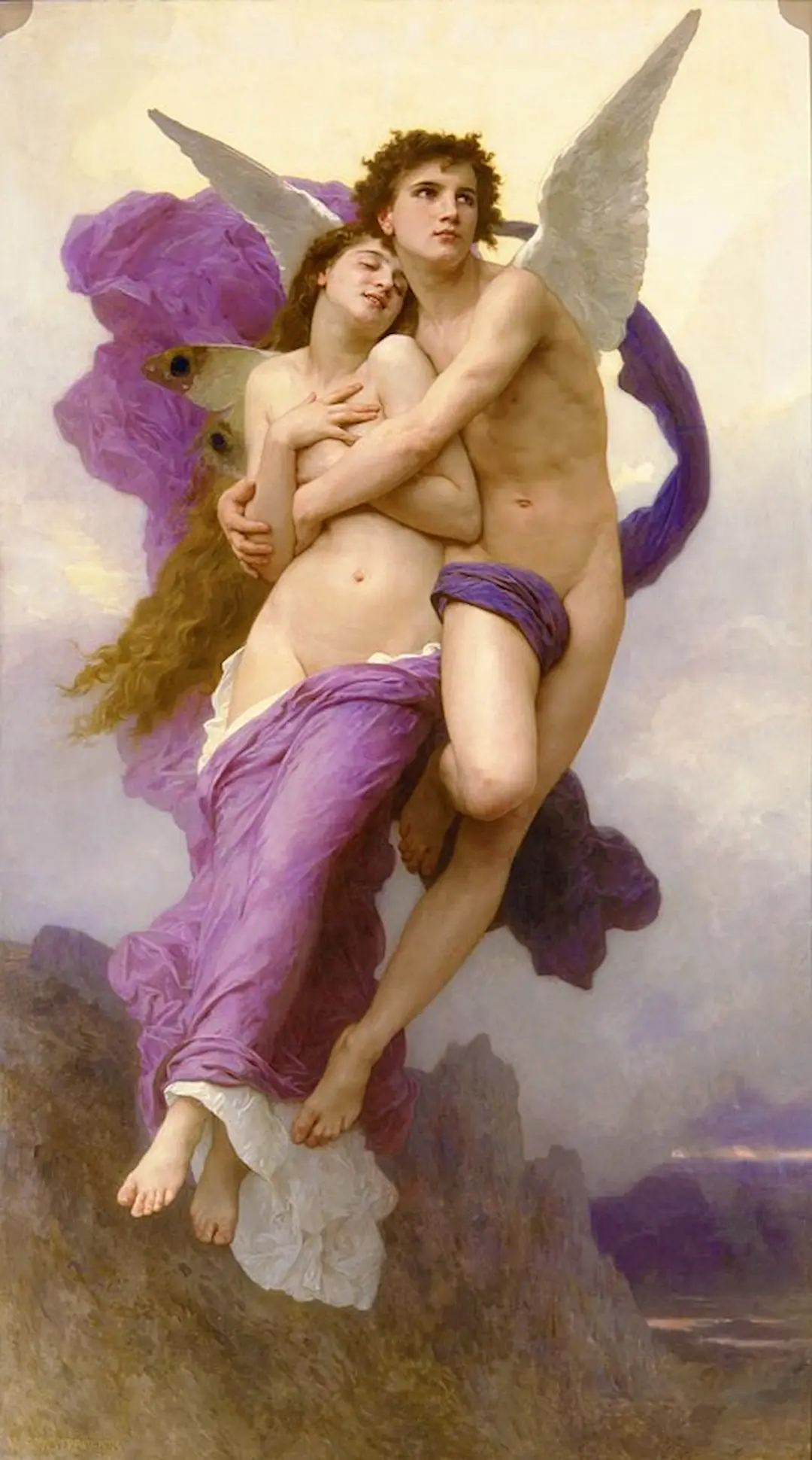 Le Ravissement de Psyche (The Rapture of Psyche) by William-Adolphe Bouguereau - Famous Oil Painting Hand Painted Art Pieces for Sale.