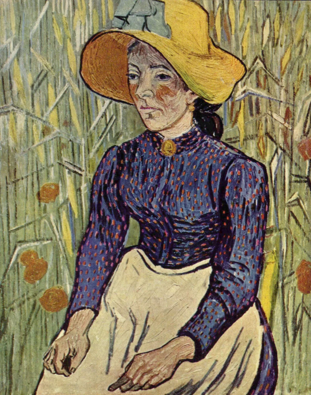 Peasant Woman Against a Background of Wheat by Vincent Van Gogh
