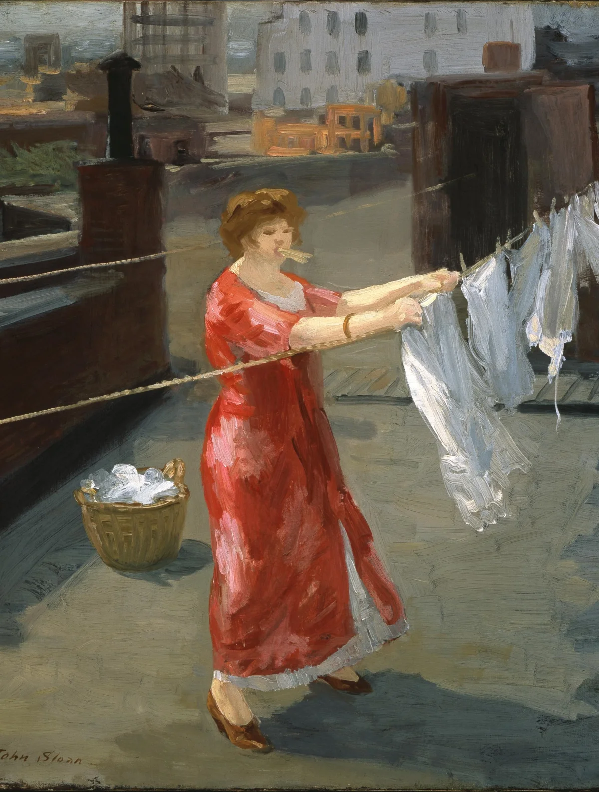 Red Kimono on the Roof by John Sloan
