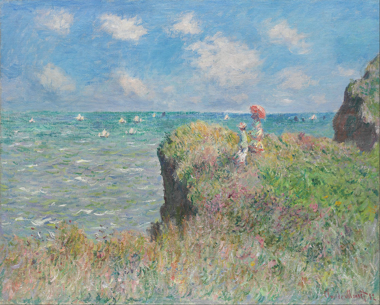 The Cliff Walk at Pourville by Claude Monet - Famous Oil Painting Hand Painted Art Pieces for Sale.