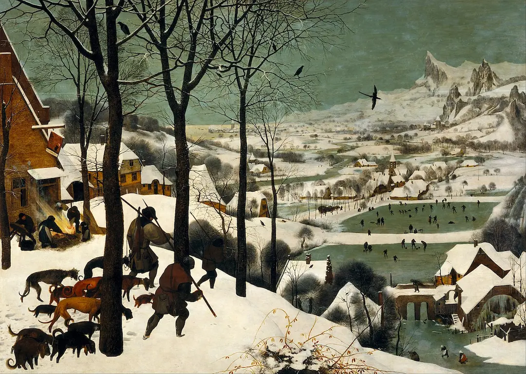 The Hunters in the Snow (Winter) 1565 by Pieter the Elder Bruegel - Famous Oil Painting Hand Painted Art Pieces for Sale.
