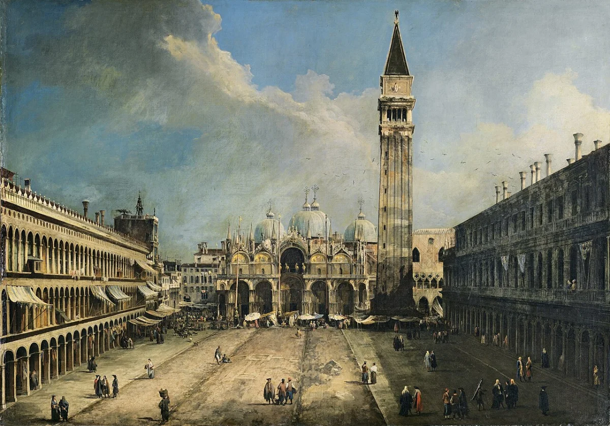 The Piazza San Marco in Venice by Giovanni Antonio Canal (Canaletto)