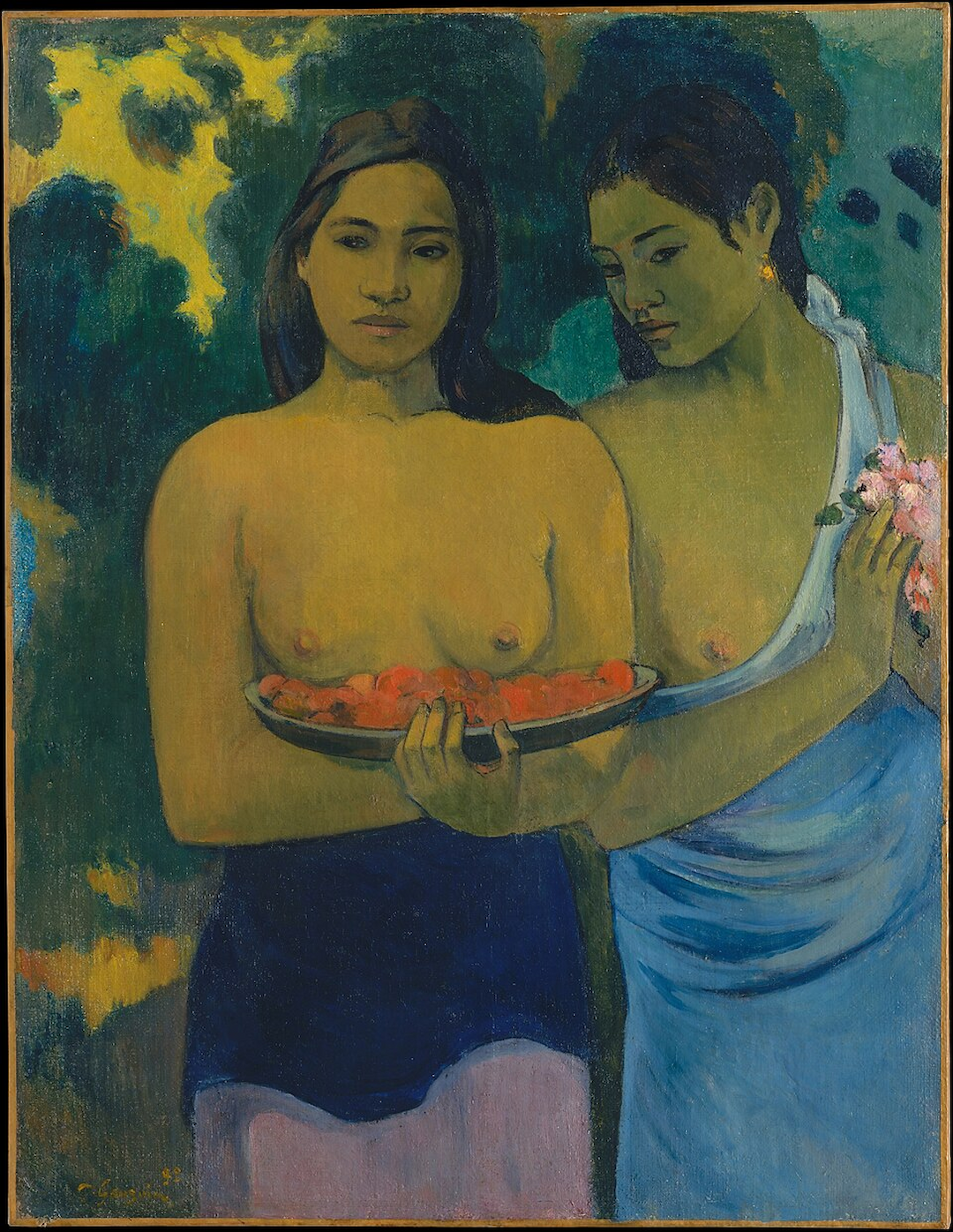 Two Tahitian Women by Paul Gauguin - Famous Oil Painting Hand Painted Art Pieces for Sale.