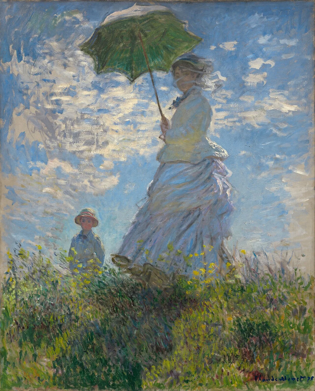 Woman With A Parasol Madame Monet And Her Son  by Claude Monet