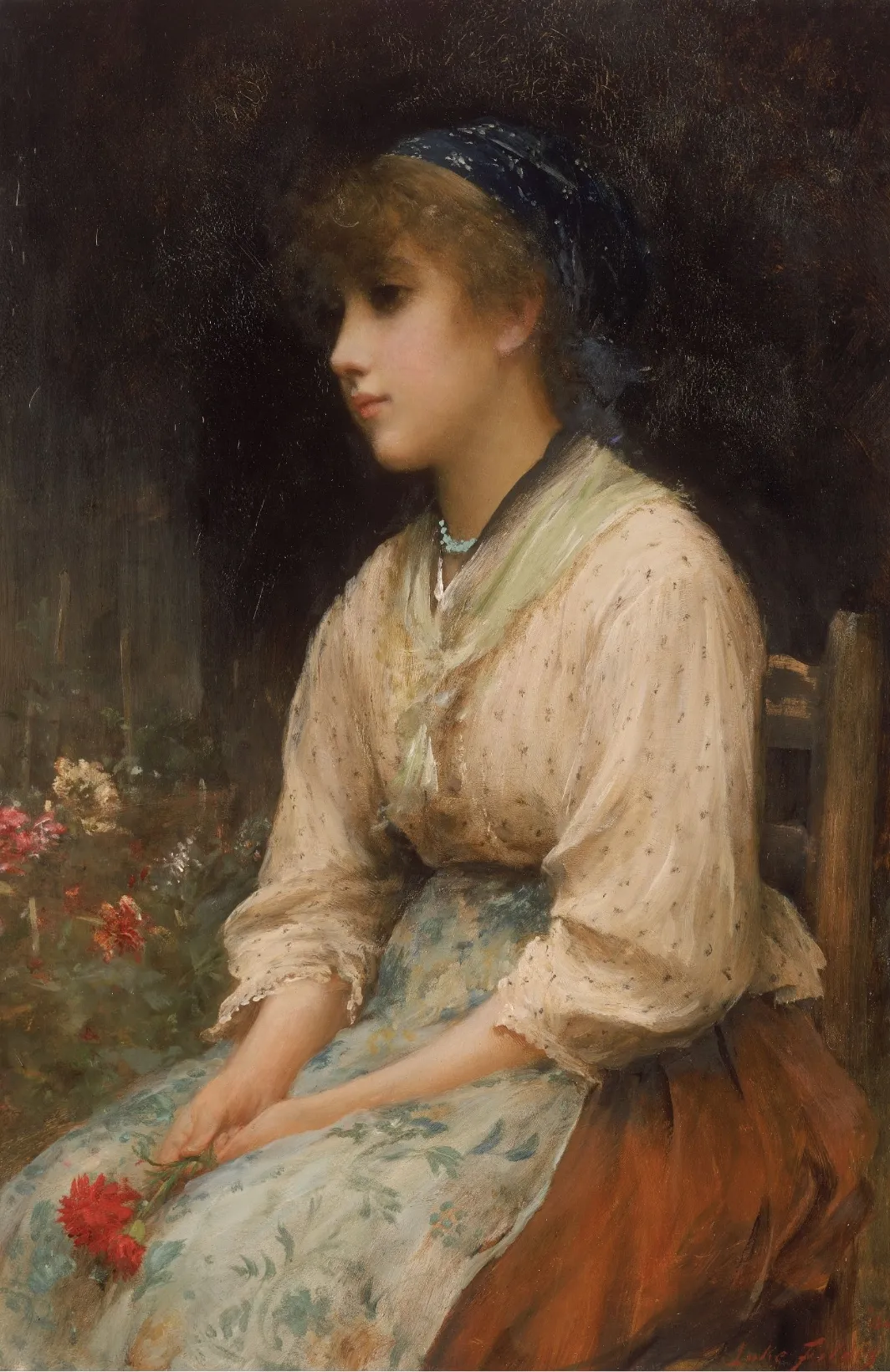 a Venetian Flower Girl by Samuel Luke Fildes
