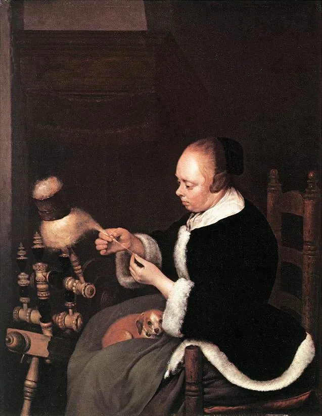 A Woman Spinning by Gerard Terborch