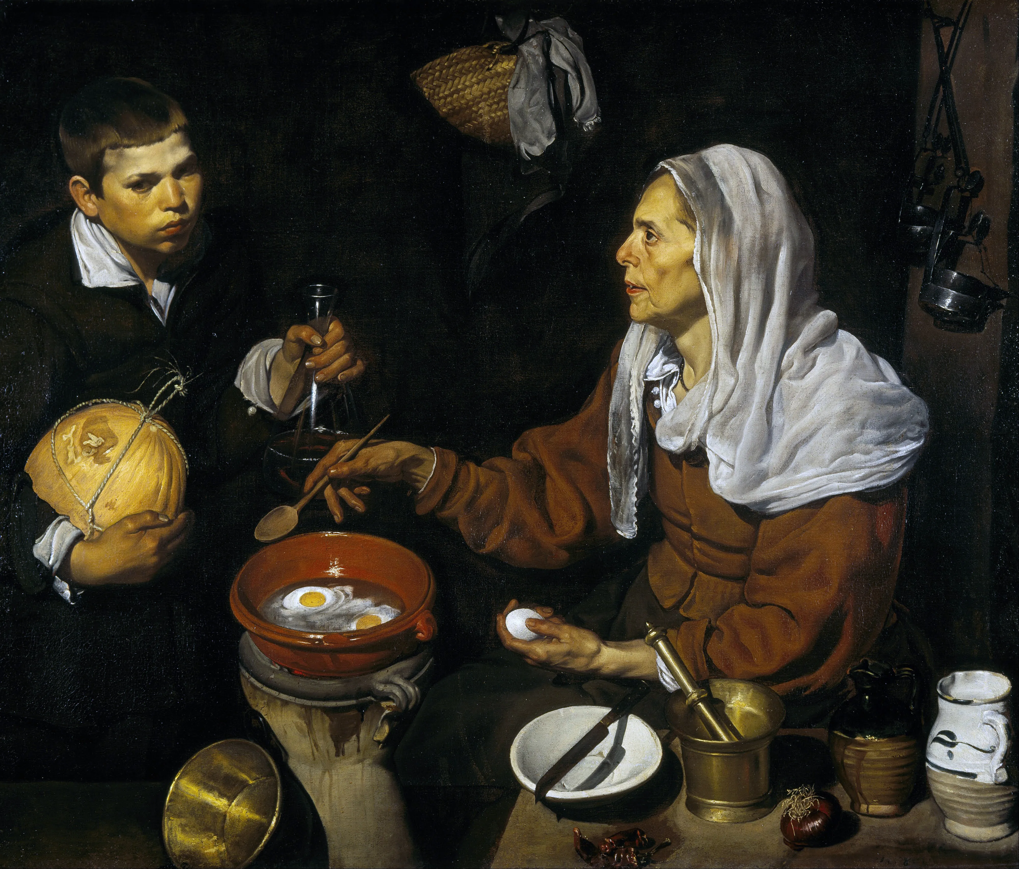 An Old Woman Cooking Eggs by Diego Rodriguez de Silva y Velazquez
