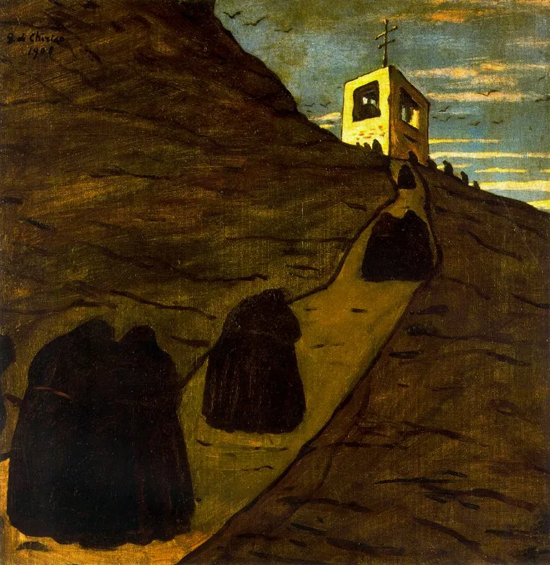 Climb to the monastery by Giorgio de Chirico