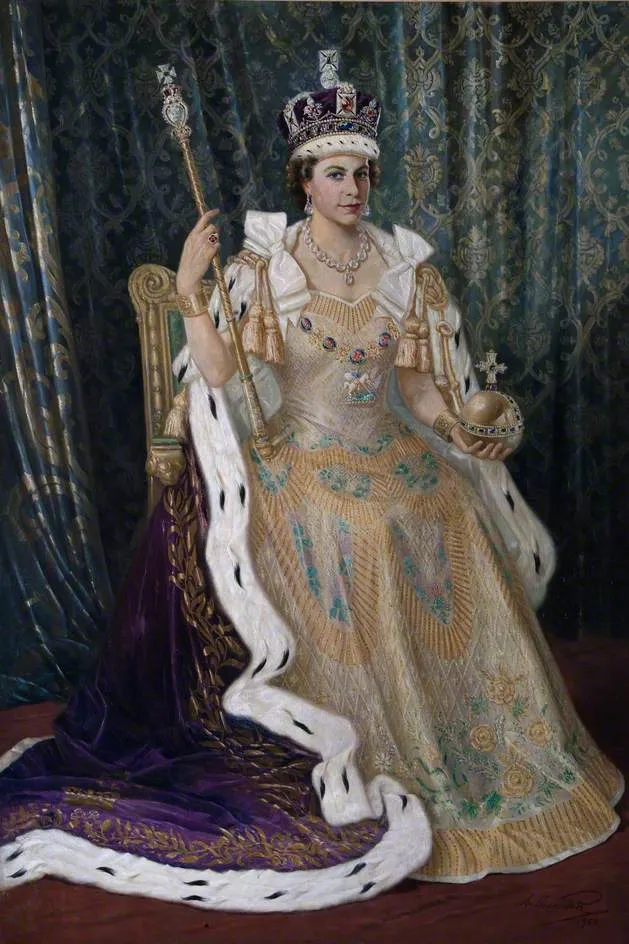 Elizabeth II, in Full Regalia on 7 April , Granting the Charter to the Newly Created London Borough of Kingston Upon Thames by Arthur Pan