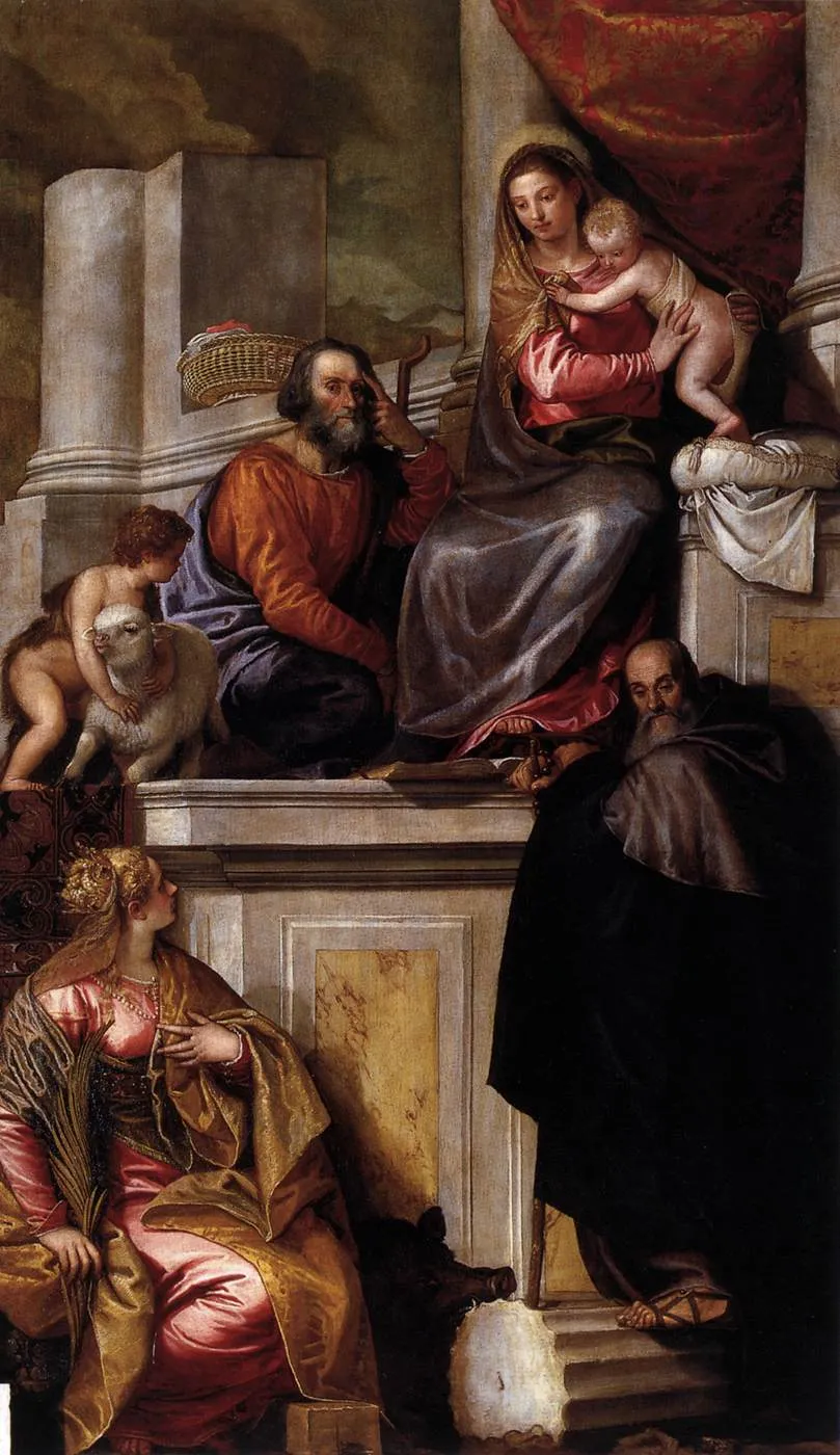 Holy Family with Sts Anthony Abbot, Catherine and the Infant John the Baptist by Paolo Veronese