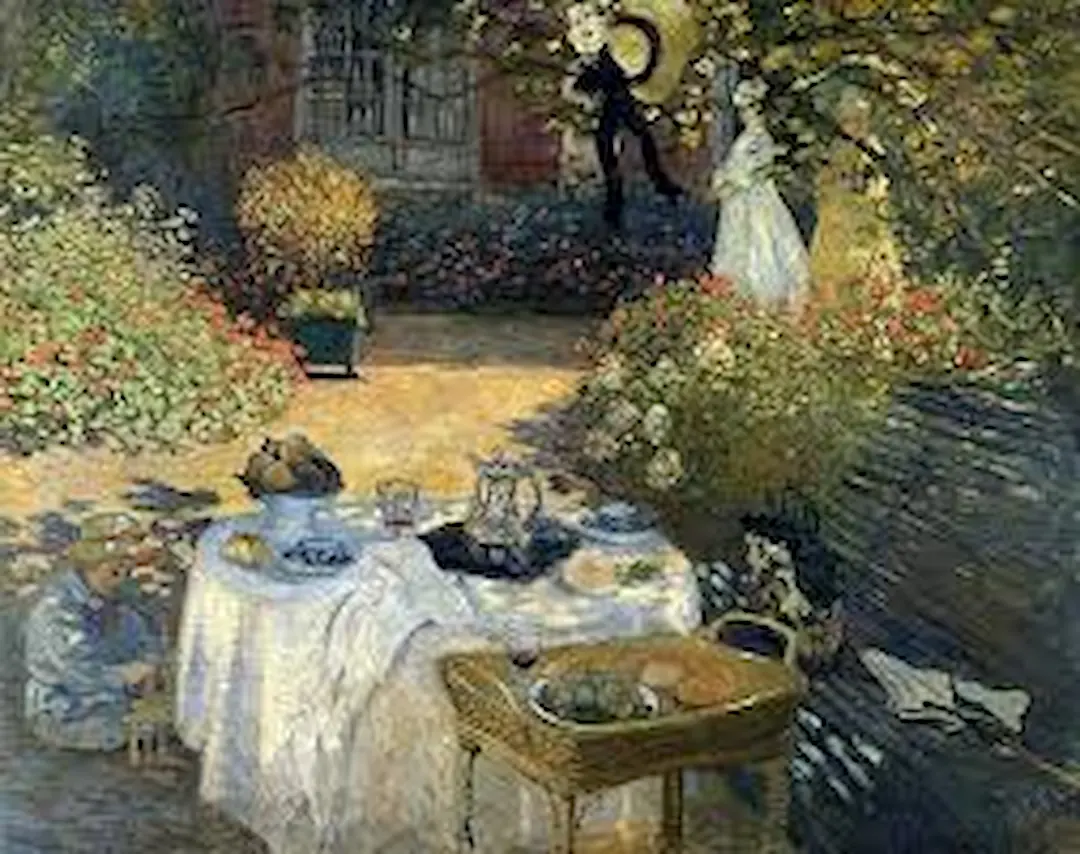 The Luncheon (Monet's Garden At Argenteuil) by Claude Monet - Famous Oil Painting Hand Painted Art Pieces for Sale.