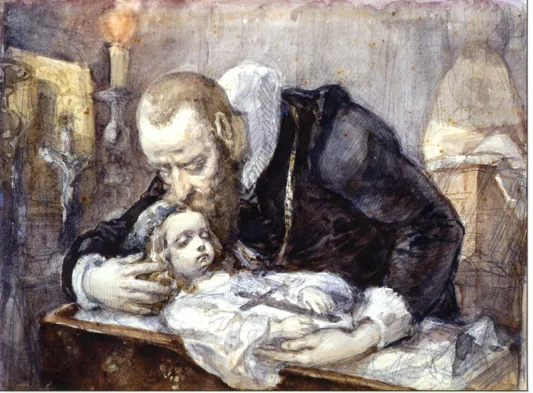 Jan Kochanowski over the dead body of his daughter by Jan Matejko
