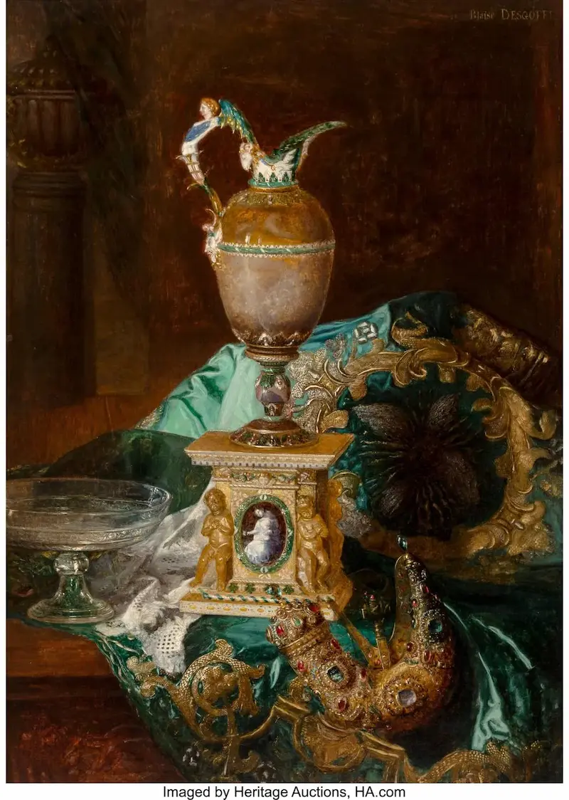 Jeweled still life by Blaise Alexandre Desgoffe