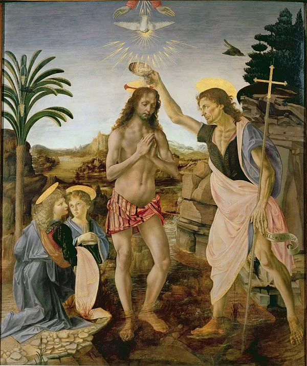 The Baptism of Christ by Leonardo Da Vinci