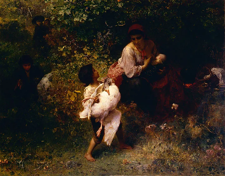 The gypsy camp by Ludwig Knaus