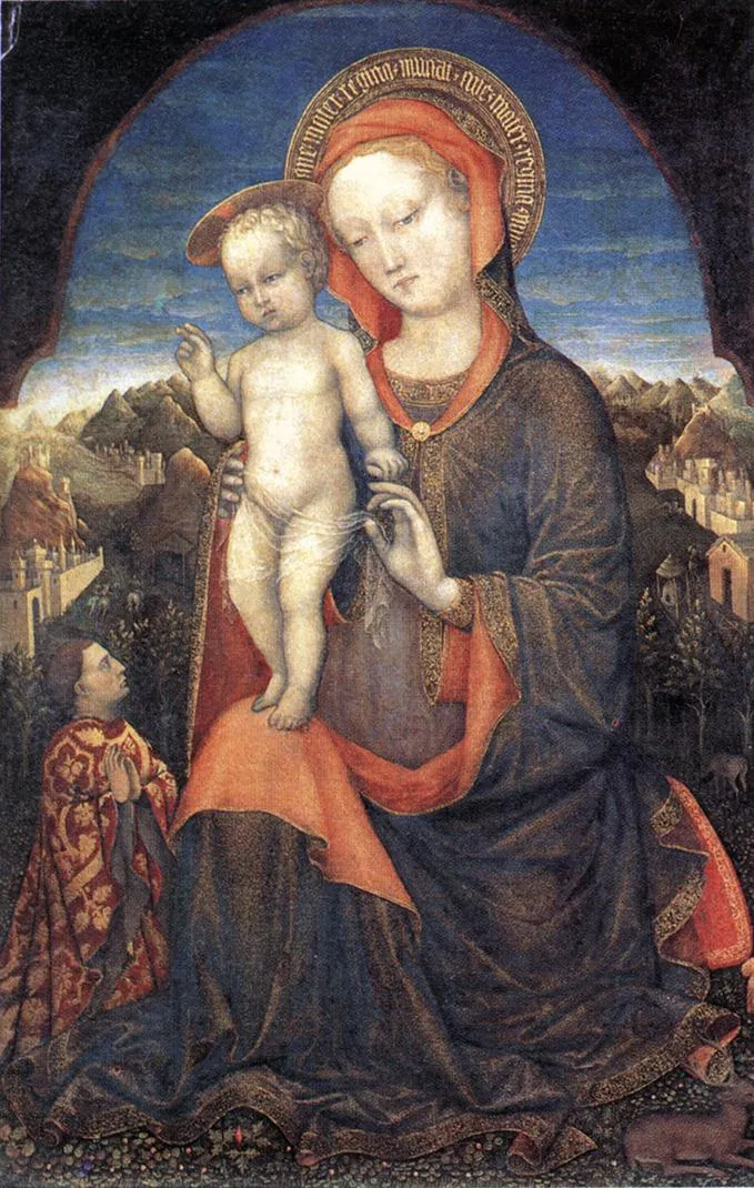 The Madonna of Humility adored by Leonello d'Este by Jacopo Bellini