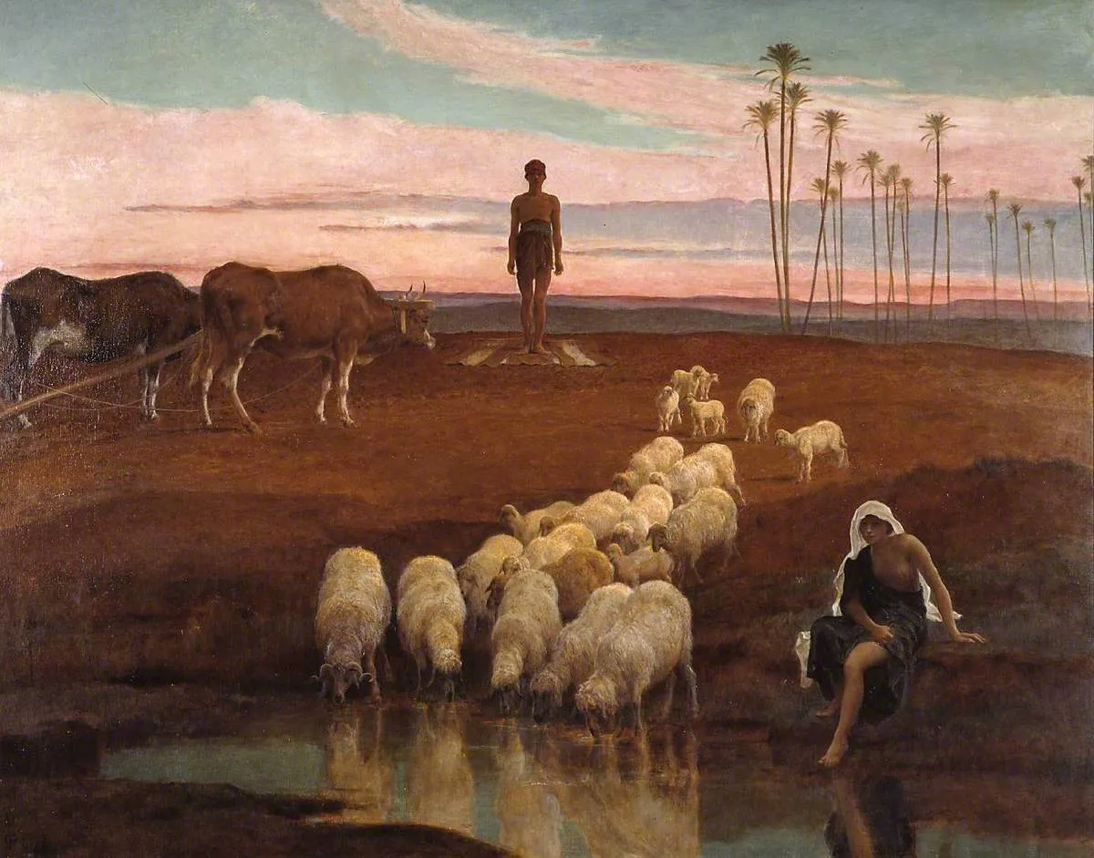 The Ploughman And The Shepherdess Time Of The Evening Prayer  by Frederick Goodall