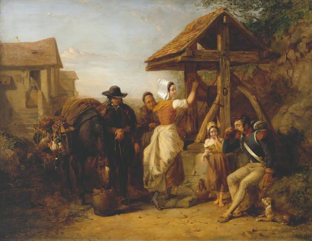 The Tired Soldier Resting At A Roadside Well  by Frederick Goodall