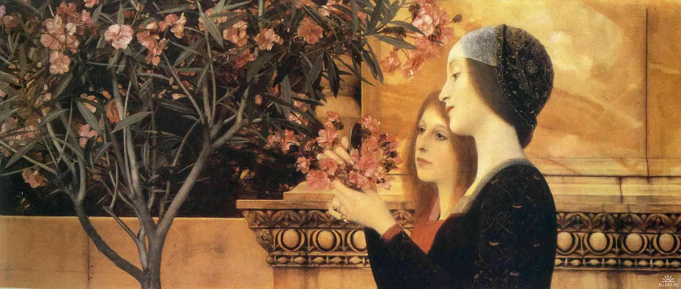 Two Girls With An Oleander by Gustav Klimt