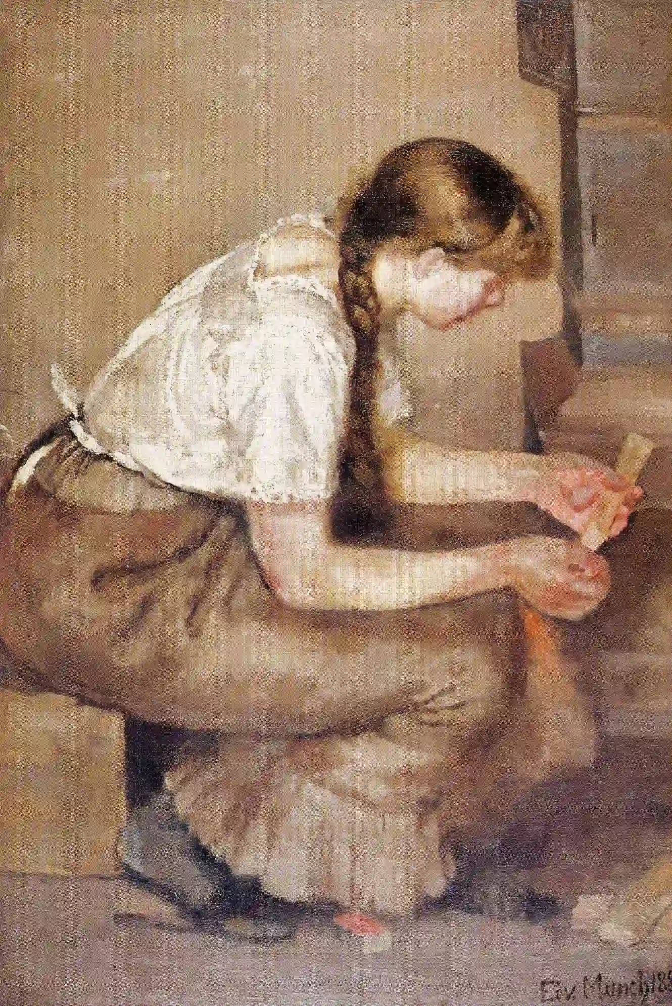 Girl Kindling a Stove by Edvard Munch