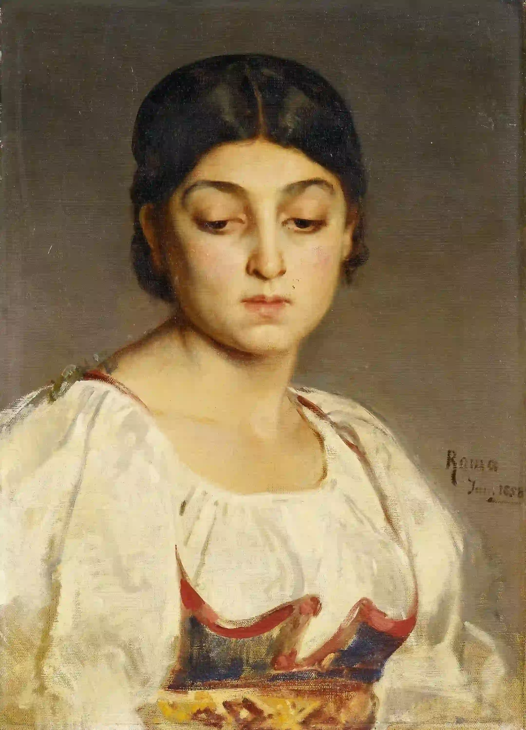 Portrait of a young Roman woman by Ludwig Knaus