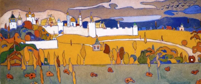 Walled City in Autumn Landscape by Wassily Kandinsky