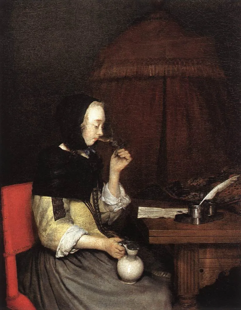 Woman Drinking Wine by Gerard Terborch