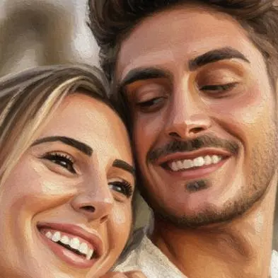 GFM Painting creates a hand-painted oil portrait from your photo, capturing the love and connection between a couple. Every detail preserves their likeness, warmth, and shared bond.