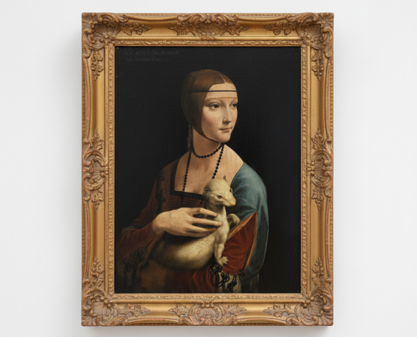 Portrait of Cecilia Gallerani (Lady with an Ermine) 1483-90 by Leonardo Da Vinci Original Oil Painting Reproduction - GFM Painting