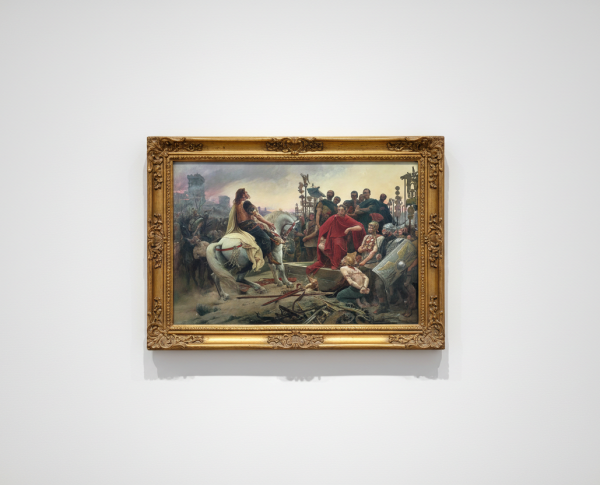 Vercingetorix throws down his arms at the feet of Julius Caesar, 1899 by Lionel Noel Royer Original Oil Painting Reproduction - GFM Painting