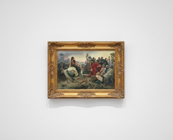 Vercingetorix throws down his arms at the feet of Julius Caesar, 1899 by Lionel Noel Royer Original Oil Painting Reproduction - GFM Painting